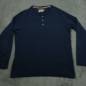 Normal Brand Shirt Mens XL Blue Henley Long Sleeve Casual Preppy